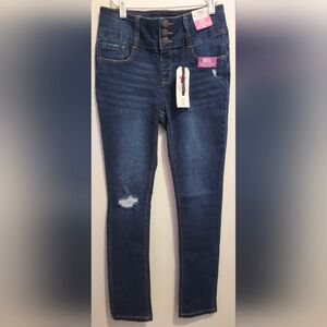 Girls Vanilla Star Exposed 3-Button Skinny Jeans High Rise Size 14